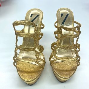 Sergio Zelcer gold strappy heels